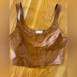 Brown Leather Crop Top